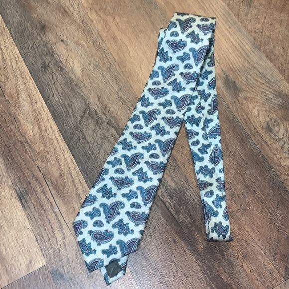 Teal Blue Paisley 100 % Italian Silk Neck Tie Made in USA Wedding Guest Holidays - Picture 10 of 10